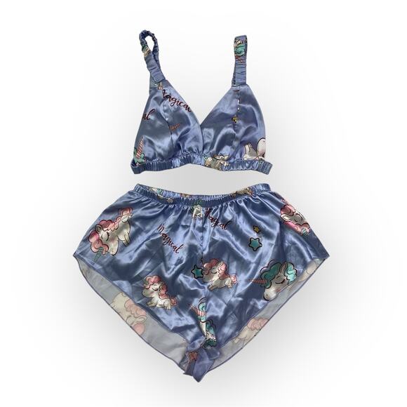 Magical Unicorn Silk Pajama Set Women’s Small Purple - Picture 1 of 5